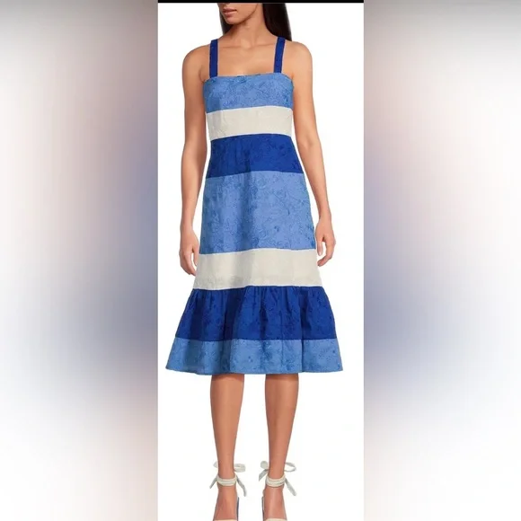 Gianni Bini Blue and White Colorblock Maxi Dress NWT Size 12 - Picture 1 of 10